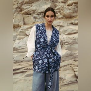 Sonmer Long Vest Blue White Organic Cotton NWT